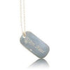 Lat & Lo Mini Dog Tag in sterling silver metal with custom coordinates and back inscription engraving.