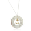 Lat & Lo Anchor necklace. Inscribed with coordinates. Sterling silver charm with hanging 14k gold filled anchor charm.