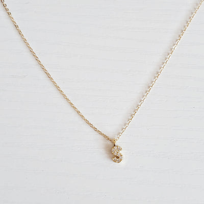 Tiny CZ Initial Necklace