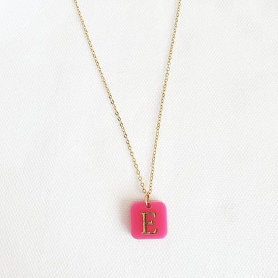 Square | Acrylic Letter Charm Necklace