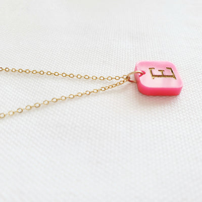 Square | Acrylic Letter Charm Necklace